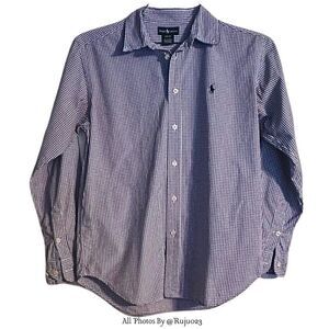Polo Ralph Lauren Boys L 16/18 Gingham Preppy Plaid Long Sleeve Button Up Shirt